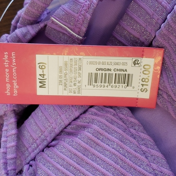 Xhilaration Purple Metallic Ribbed Triangle Bikini Top Size Medium (4-6) # - Picture 5 of 6